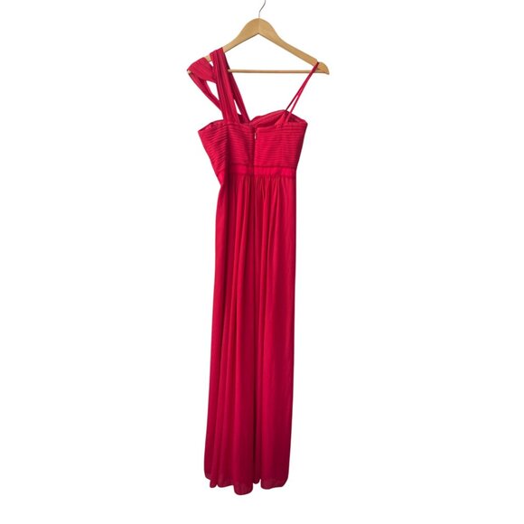 BCBGMaxAzria Red Formal Maxi Dress Sz 0 Ruffle Chiffon Holiday Event Prom Party - Picture 6 of 11